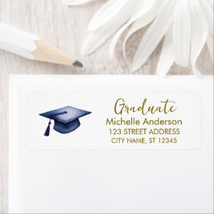 Trendy Gold Graduation Return Address Label       
