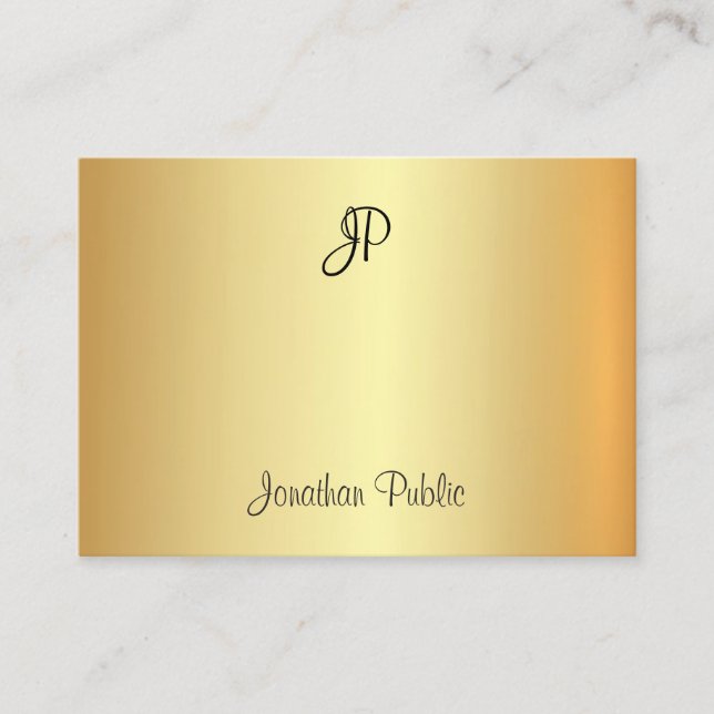 Trendy Gold Handwritten Monogram Modern Template Business Card (Front)