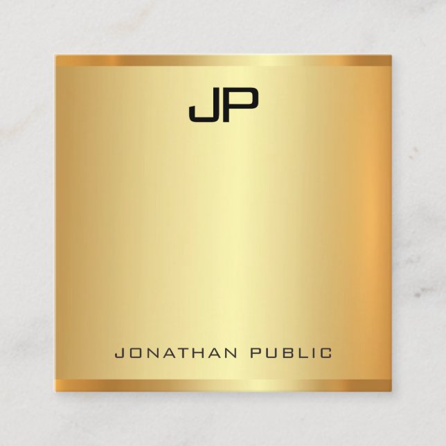 Trendy Gold Look Modern Elegant Professional Chic Square Business Card (Front)