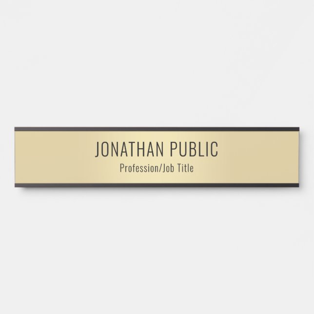 Trendy Gold Look Modern Simple Template Elegant Door Sign (Front)