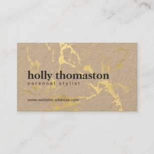 Trendy Gold Marble Pattern on Kraft Business Card