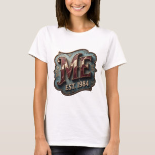 Trendy Gold ME ESTABLISHED 1984 Artistic Motif T-Shirt