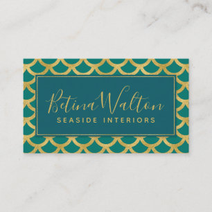 Trendy Gold Mermaid Scales Business Card