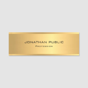 Trendy Gold Metallic Look Template Elegant Modern Name Tag