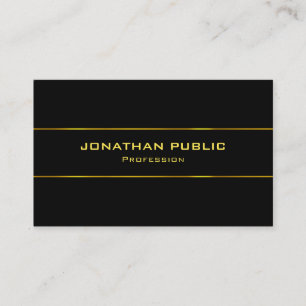 Trendy Gold Name Modern Elegant Black Template Business Card
