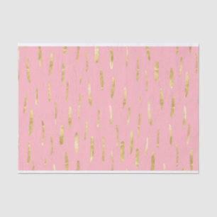 Trendy Gold Paint Strokes Pink Tissue Paper