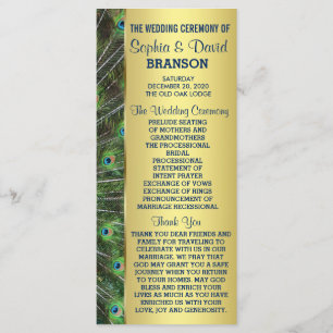 Trendy Gold Peacock Wedding Custom Program