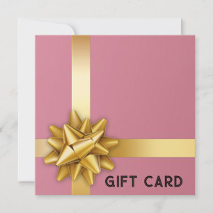 Trendy Gold Satin Ribbon Gift Bow Pink Gift Card