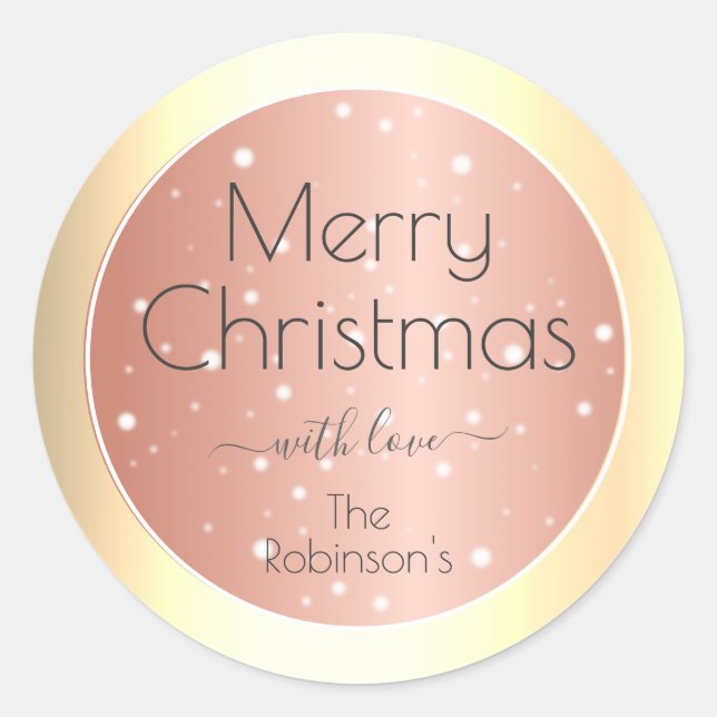 Trendy Gold Shimmer Effect Elegant Christmas Style Classic Round Sticker (Front)