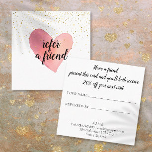 Trendy Gold Sprinkles Heart Referral Card