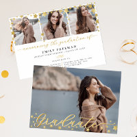 Trendy Gold Star 4-Photo Graduation Party