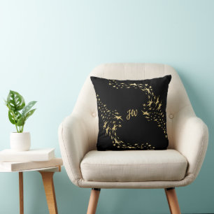 Trendy Gold Stars Monogrammed Cushion