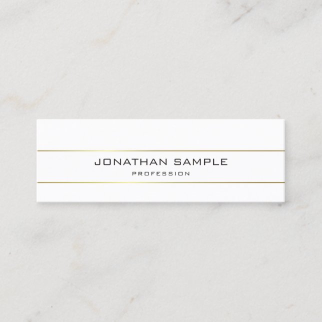 Trendy Gold Stripes Minimalist Design Chic Plain Mini Business Card (Front)
