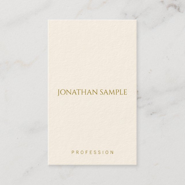Trendy Gold Text Elegant Modern Vertical Template Business Card (Front)