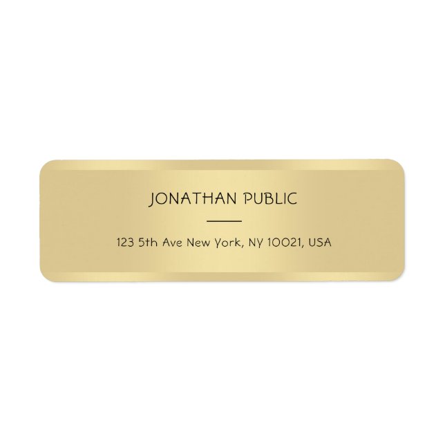 Trendy Gold Text Font Name Modern Return Address Label (Front)