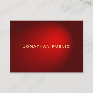 Trendy Gold Text Red Damask Modern Chic Template Business Card
