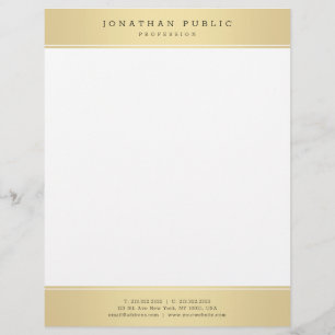 Trendy Gold White Elegant Glamour Template Modern Custom Letterhead