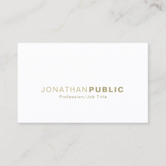 Trendy Gold White Smooth Modern Stylish Plain Business Card (Front)