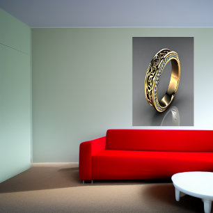 Trendy Golden ring AI Art Poster