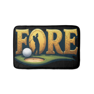 Trendy Golf Design With Golfer Silhouette Bath Mat