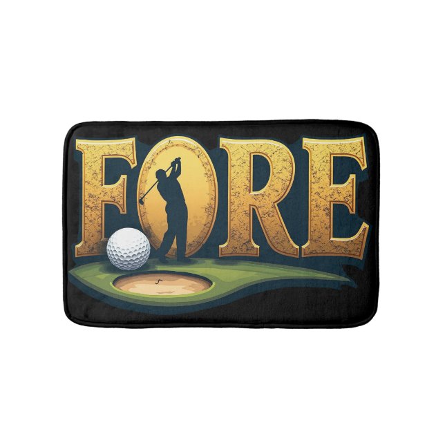 Trendy Golf Design With Golfer Silhouette Bath Mat (Front)