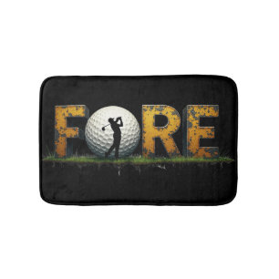 Trendy Golf Design With Golfer Silhouette Bath Mat