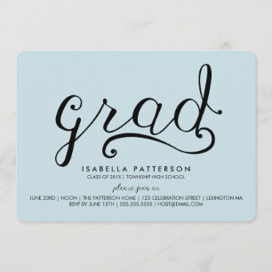 Trendy Grad Pastel Blue Graduation Invitation