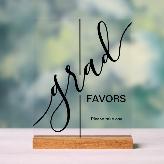 Trendy Grad Script Graduation Favours Acrylic Sign (Neutral)