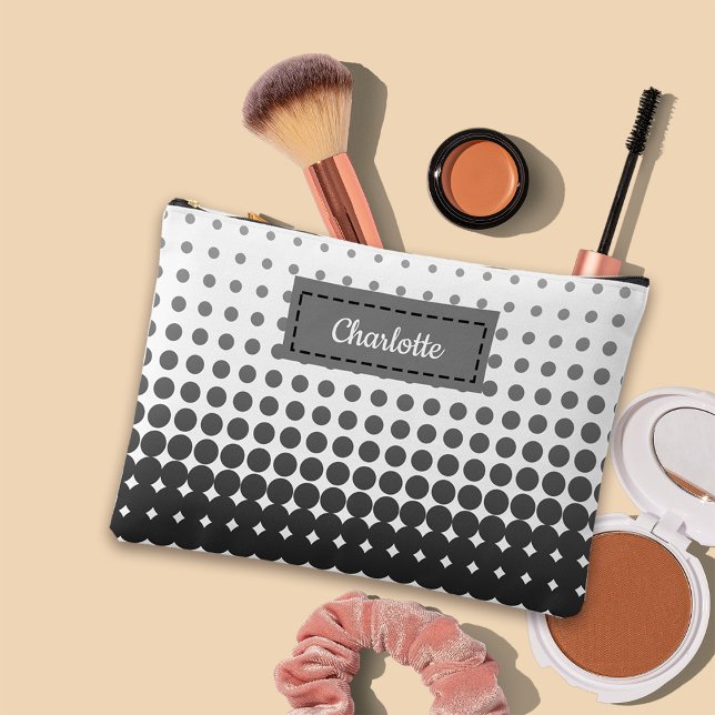 Trendy Gradient Polka Dots Custom Name Accessory Pouch (Creator Uploaded)