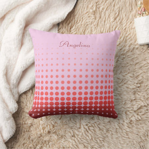Trendy Gradient Polka Dots Custom Name Cushion