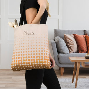 Trendy Gradient Polka Dots Custom Name Tote Bag