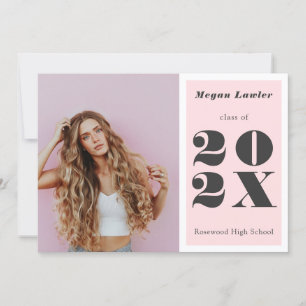 Trendy Graduate Announcement Photo Card Blush