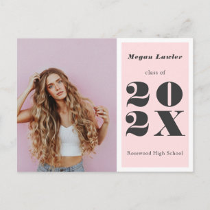Trendy Graduate Announcement Photo Card Blush