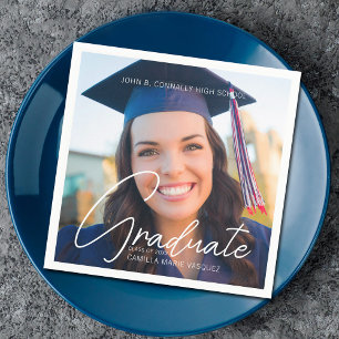 Trendy Graduate Photo Graduation Party Napkin