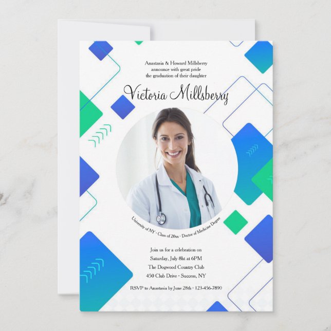 Trendy Graduate Photo Invitation (Front)