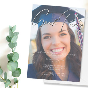 Trendy Graduate Photo Overlay Graduation Party Invitation