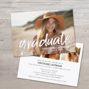 Trendy Graduation Announcement with 4 Photos