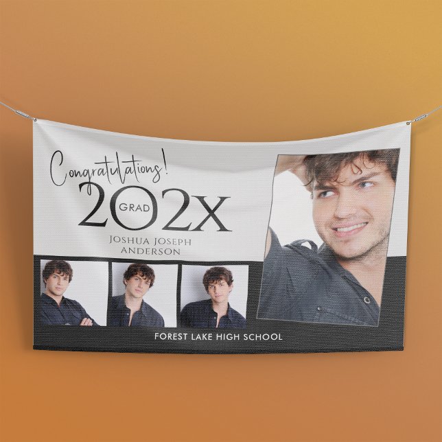 Trendy Graduation Photo Collage Black Banner (Creator Uploaded)