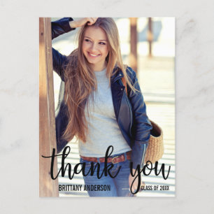 Trendy Graduation Thank You Photo (Blank Back) Postcard