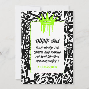 Trendy Graffiti Urban Crown Green Black  Thank You Card
