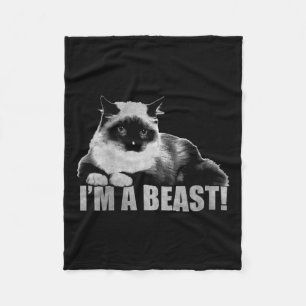 Trendy Graphic Cat Stamp I'm A Beast  Fleece Blanket