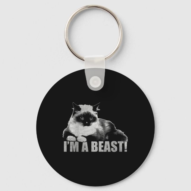 Trendy Graphic Cat Stamp I'm A Beast  Key Ring (Front)