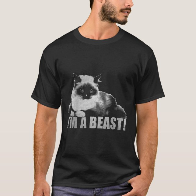 Trendy Graphic Cat Stamp I'm A Beast  T-Shirt (Front)