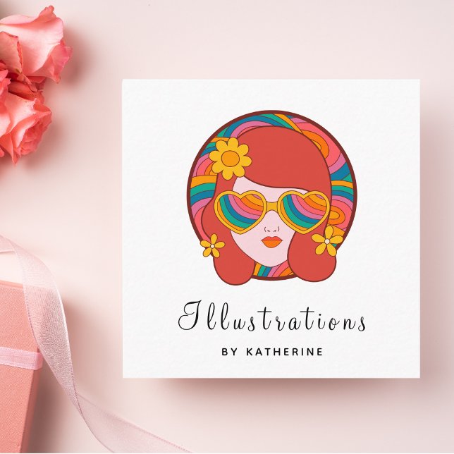 Trendy Graphic Designer Illustrator Social Media Square Business Card (Creator Uploaded)