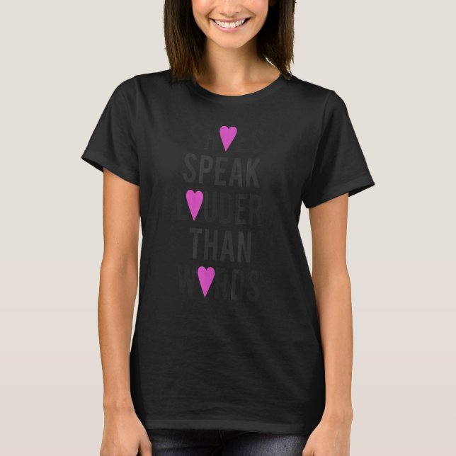 Trendy Graphic Hearts Shoes Speak Louder Than Word T-Shirt (Front)