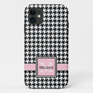 Trendy Graphic Houndstooth with Custom Monogram iPhone 11 Case