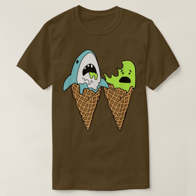 Trendy Graphic Shark Bite Ice Cream Cones  T-Shirt (Design Front)