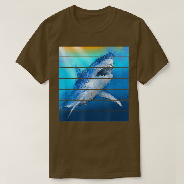 Trendy Graphic Shark Photo Panels  T-Shirt (Design Front)