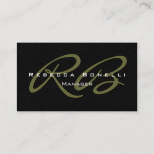 Trendy Gray Black Pattern Monogram Business Card