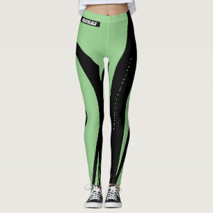 Trendy Green And Black Workout Gym Leggings